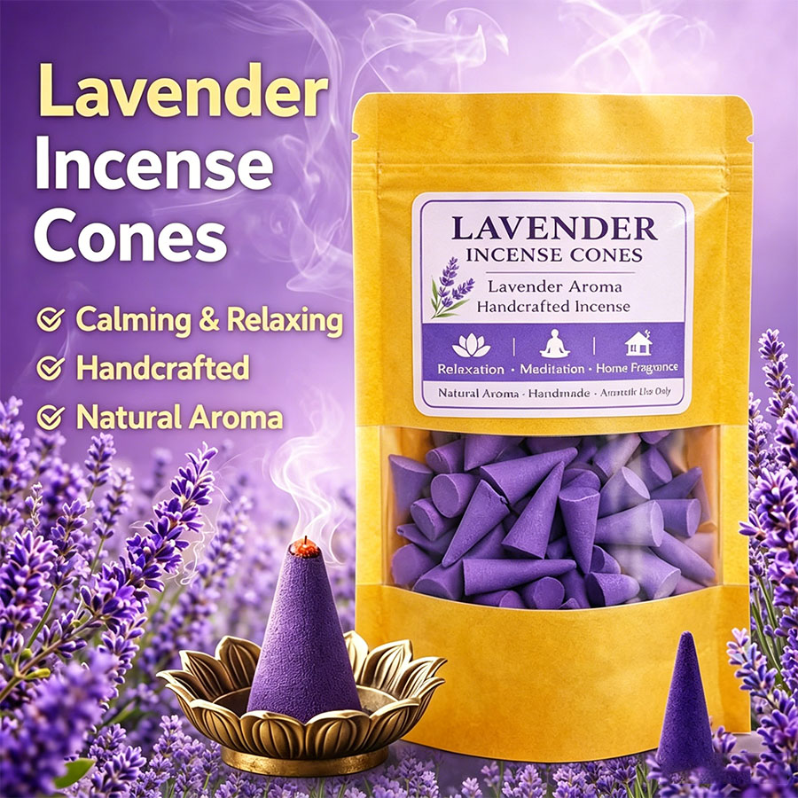 Home Fragrance Lavender - Premium Lavender Aromatherapy Cones, Naturally Handmade,