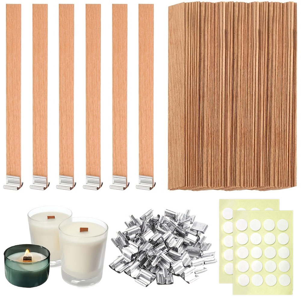 100Pcs Wooden Wicks with Base  - Wooden Wick Candle 评论和价格